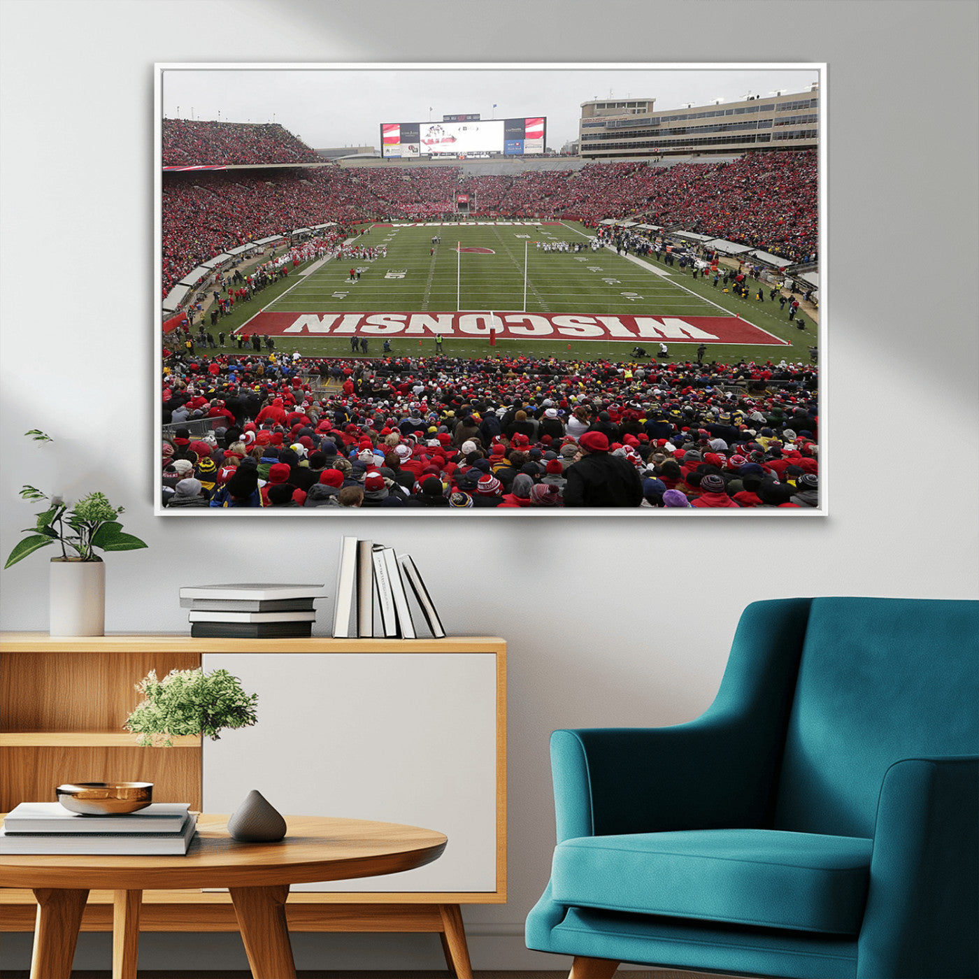 23461-MGV-CV-36X24-Wisconsin Badgers Team Print Canvas - Madison Camp Randall Stadium Wall Art Canvas Print