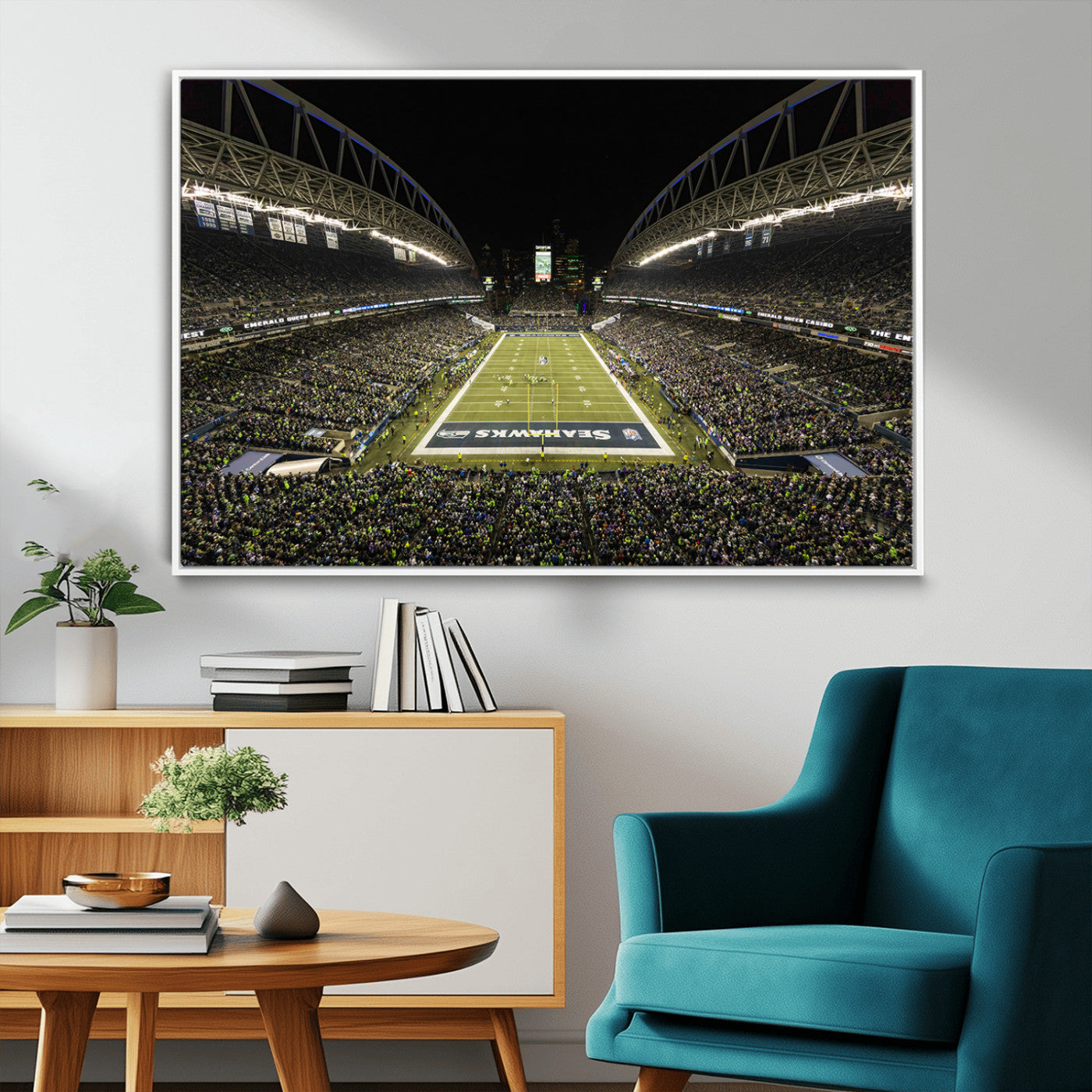 81900-MGV-CV-36X24-Seattle Seahawks Football Team Print Wall Art - Seattle Century Link Field Stadium Wall Art Canvas