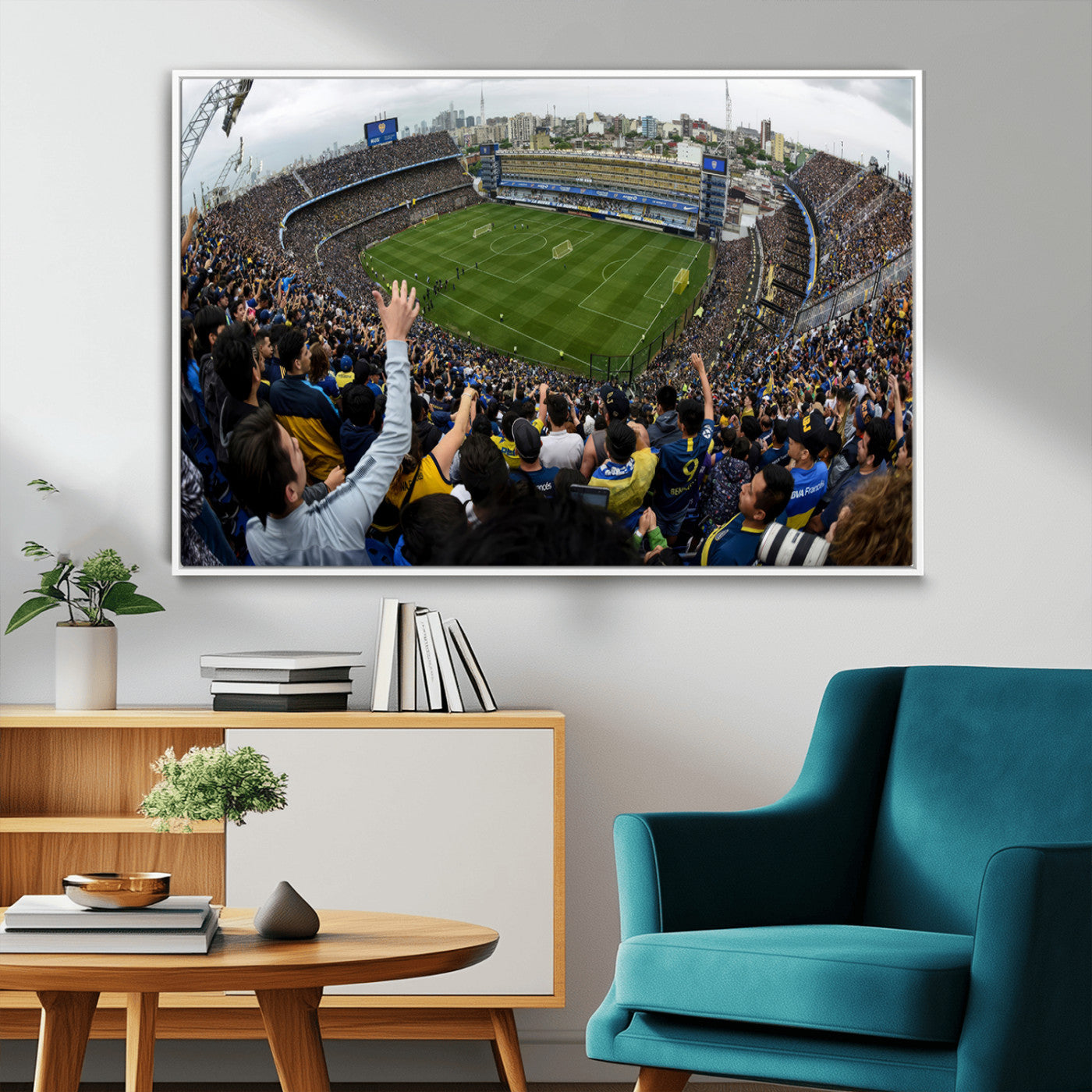 23173-MGV-FC-36X24_White-Boca Juniors Soccer Team Print - Buenos Aires Bombonera Stadium Wall Art Canvas Print