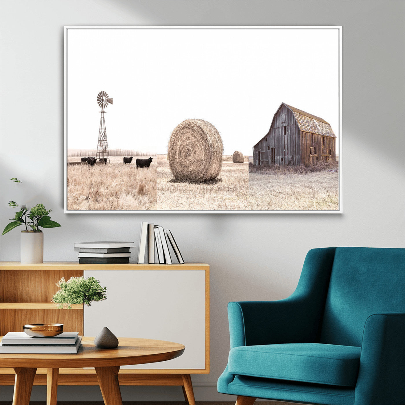 30918-MGV-FC-36X24_White-Rustic Farmhouse Wall Art Set of 3 – Country Barn and Wheat Field | Farm Prints for Country Home and