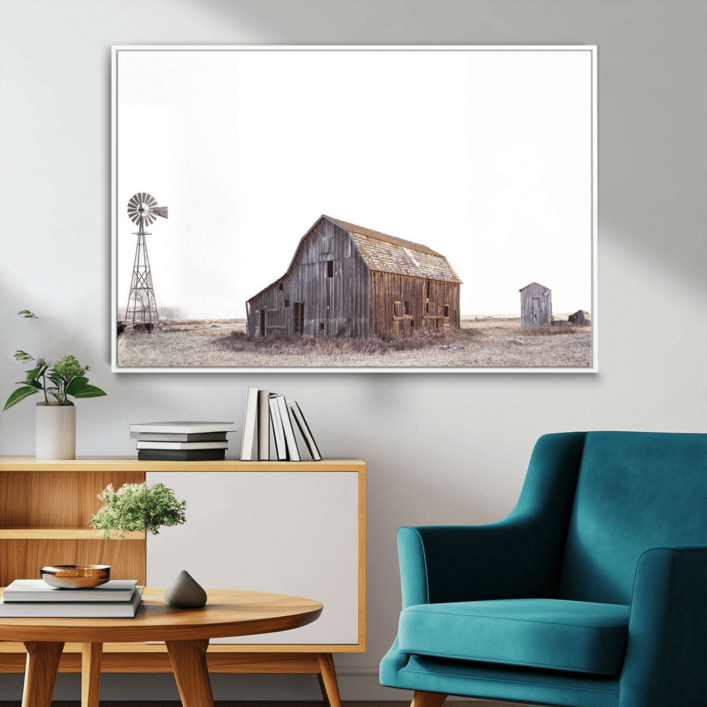 64560-MGV-FC-36X24_White-Farm Prints Set, Set of 6 Farmhouse Wall Art, Country House Decor