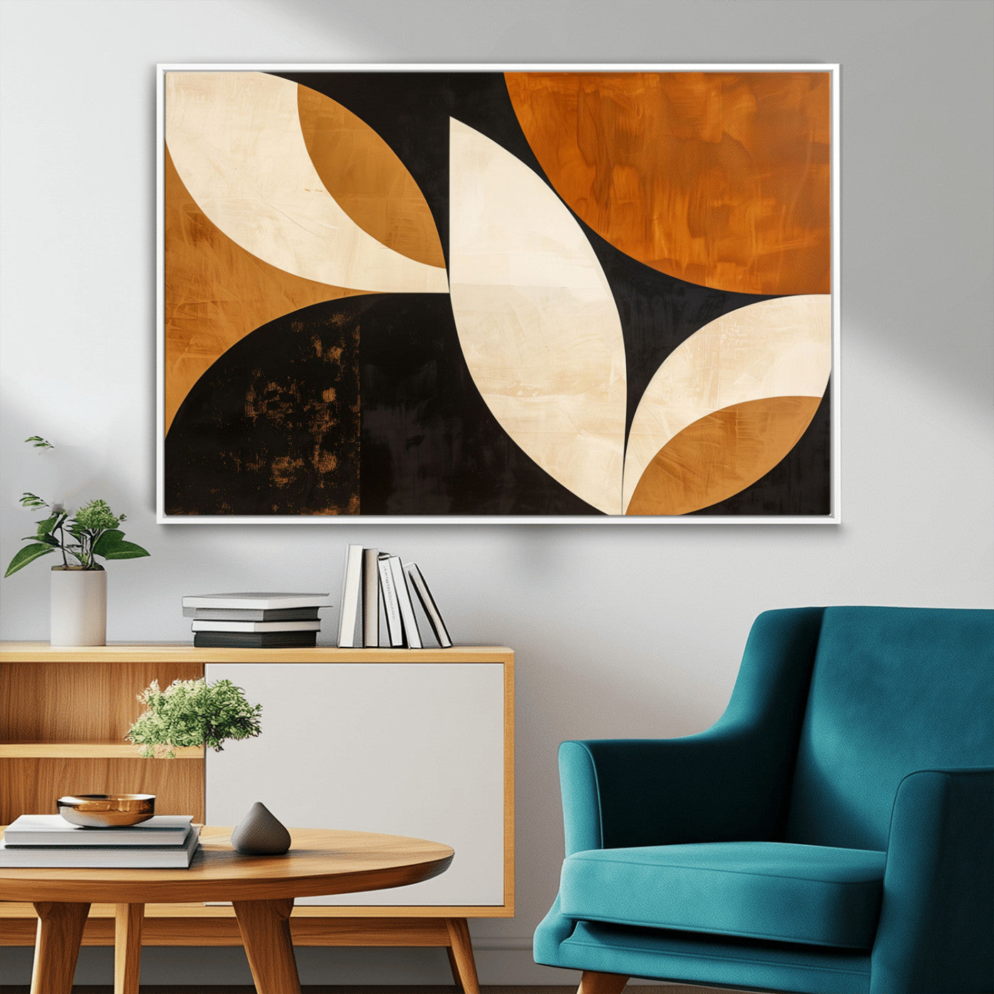 21251-MGV-CV-36X24-Geometric Abstract Wall Art Canvas Print, Mid Century Modern Wall Art Print