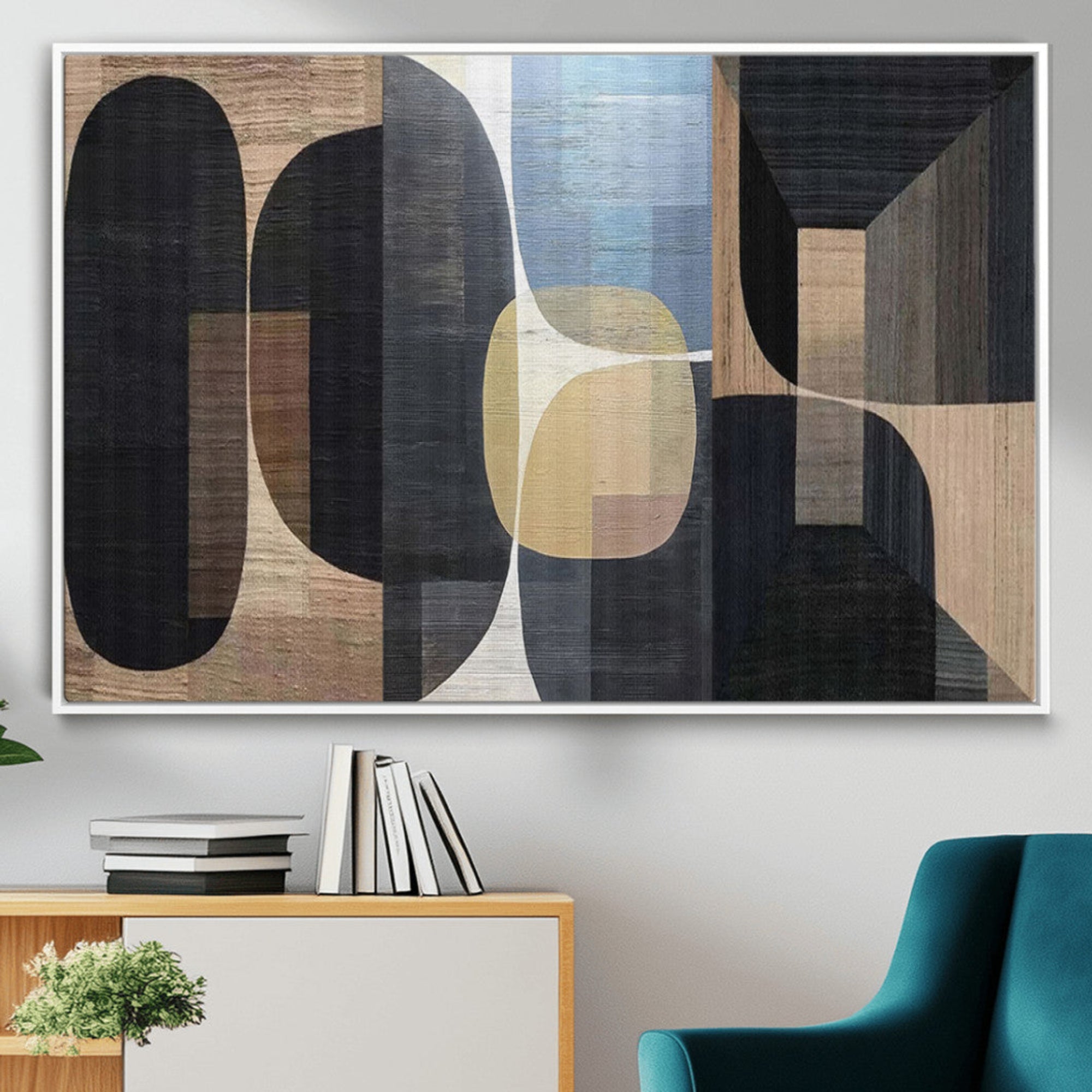 75252-MGV-FC-36X24_White-Minimalist Wabi Sabi Abstract Geometric Wall Art Canvas Print – Modern Minimalist Shapes – Ready to