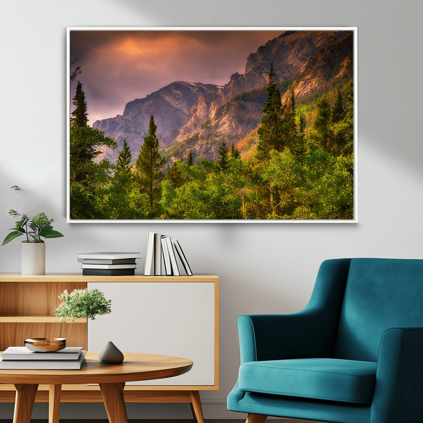 81684-MGV-FC-36X24_White-Colorado Rockies Mountains Wall Art Canvas Print | Ready to Hang Framed Mountain Landscape