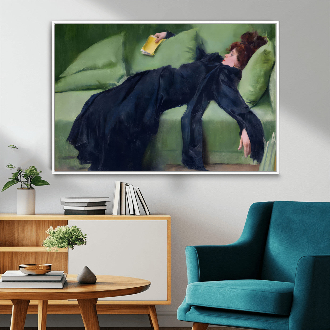 17725-MGV-CV-36X24-Decadent Girl by Ramon Casas Wall Art Canvas Print, Framed Decadent Girl Canvas Print