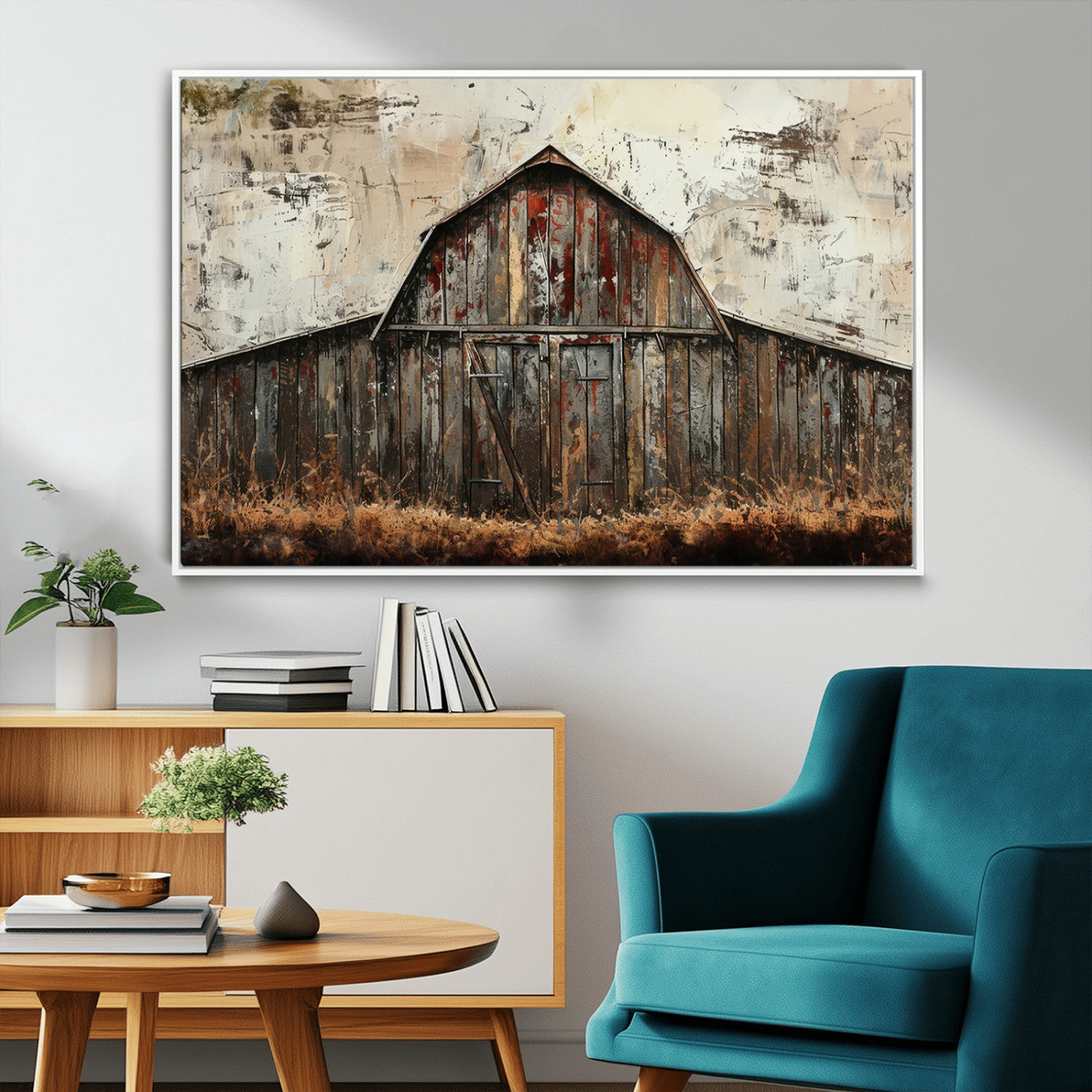 94486-MGV-FC-36X24_White-Rustic Barn Wall Art | Farmhouse Wall Decor Canvas Print | Ready to Hang Barn Decor for Cabin or