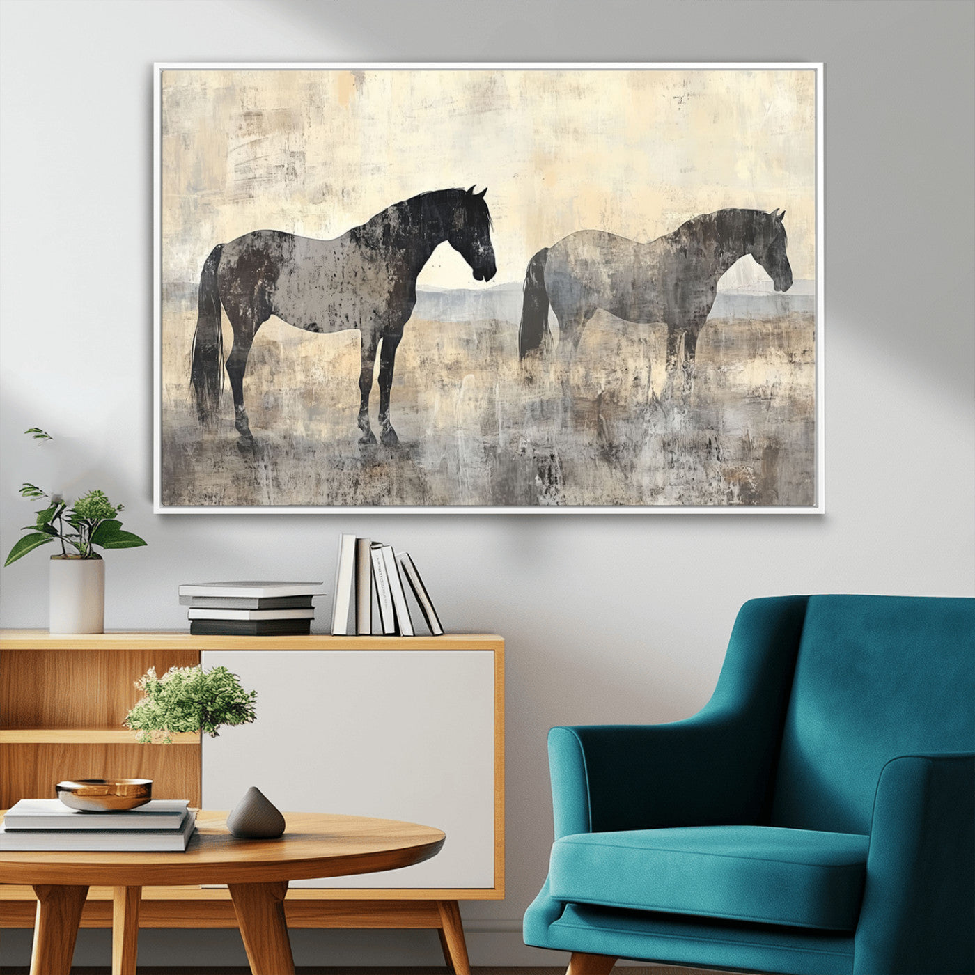 81988-MGV-FC-36X24_White-Vintage Horses Wall Art Canvas Print