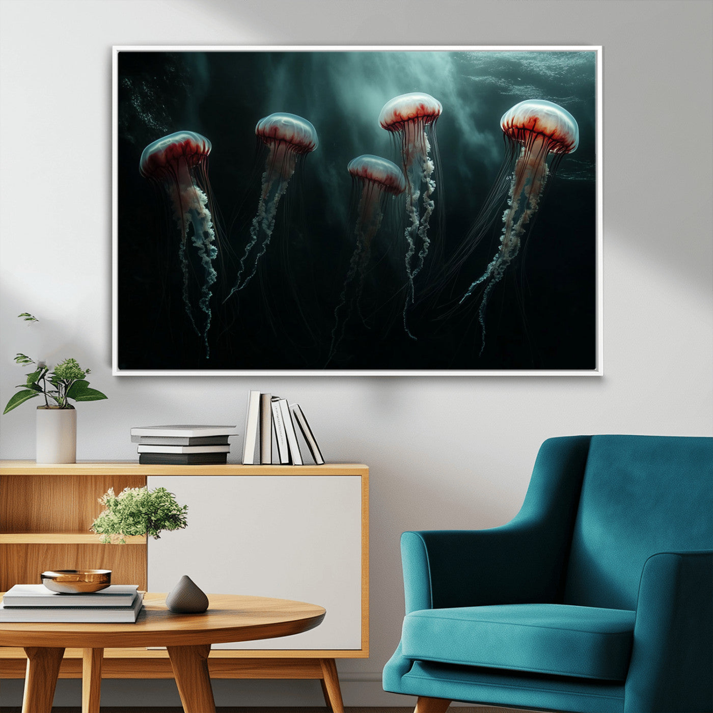 59728-MGV-FC-36X24_White-Abstract Jellyfish Wall Art Canvas Print