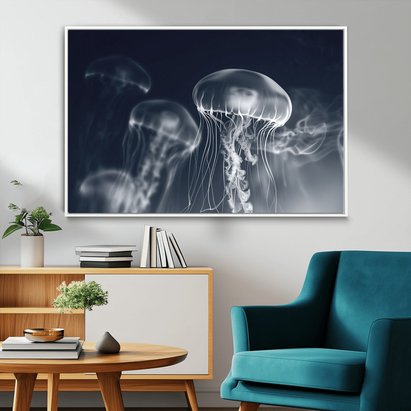 -Jellyfish Wall Art Canvas Print, Modern Abstract Jellyfish Wall Decor