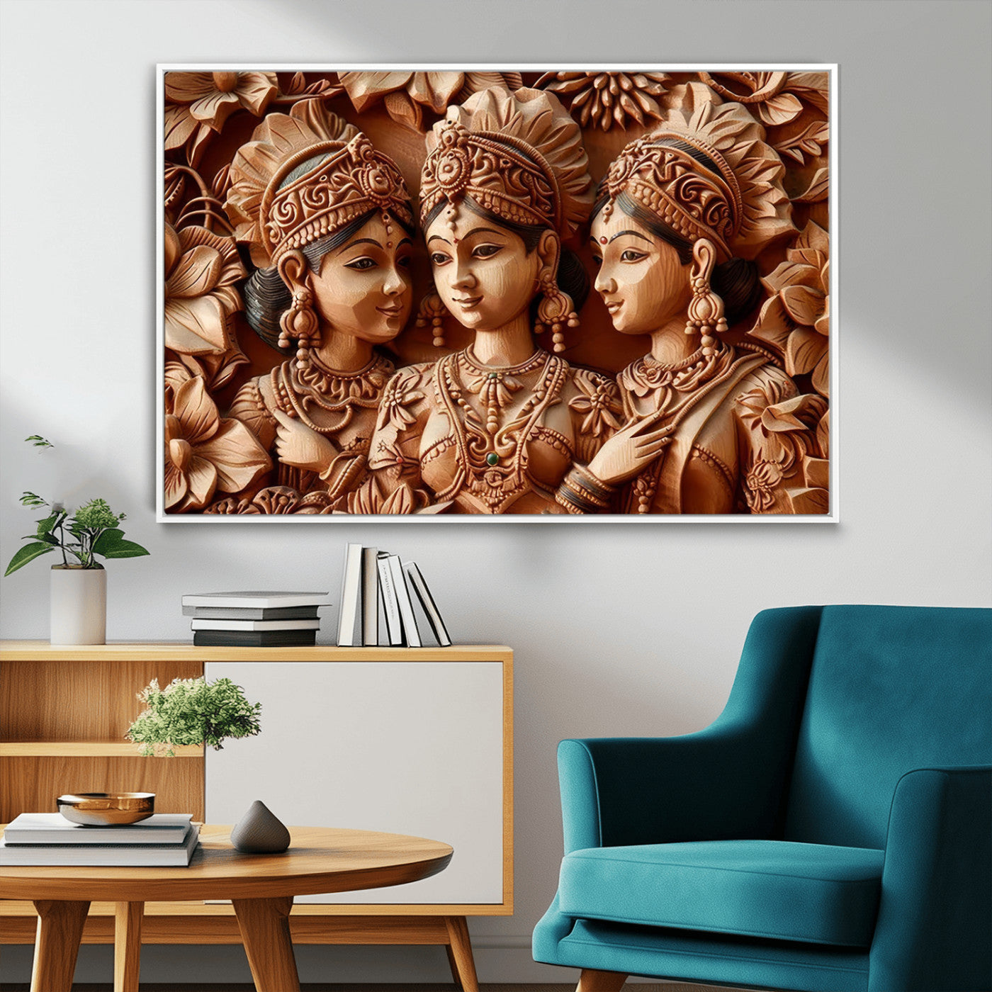 89522-MGV-FC-36X24_White-Indian Woman Statue Wall Art Canvas Print
