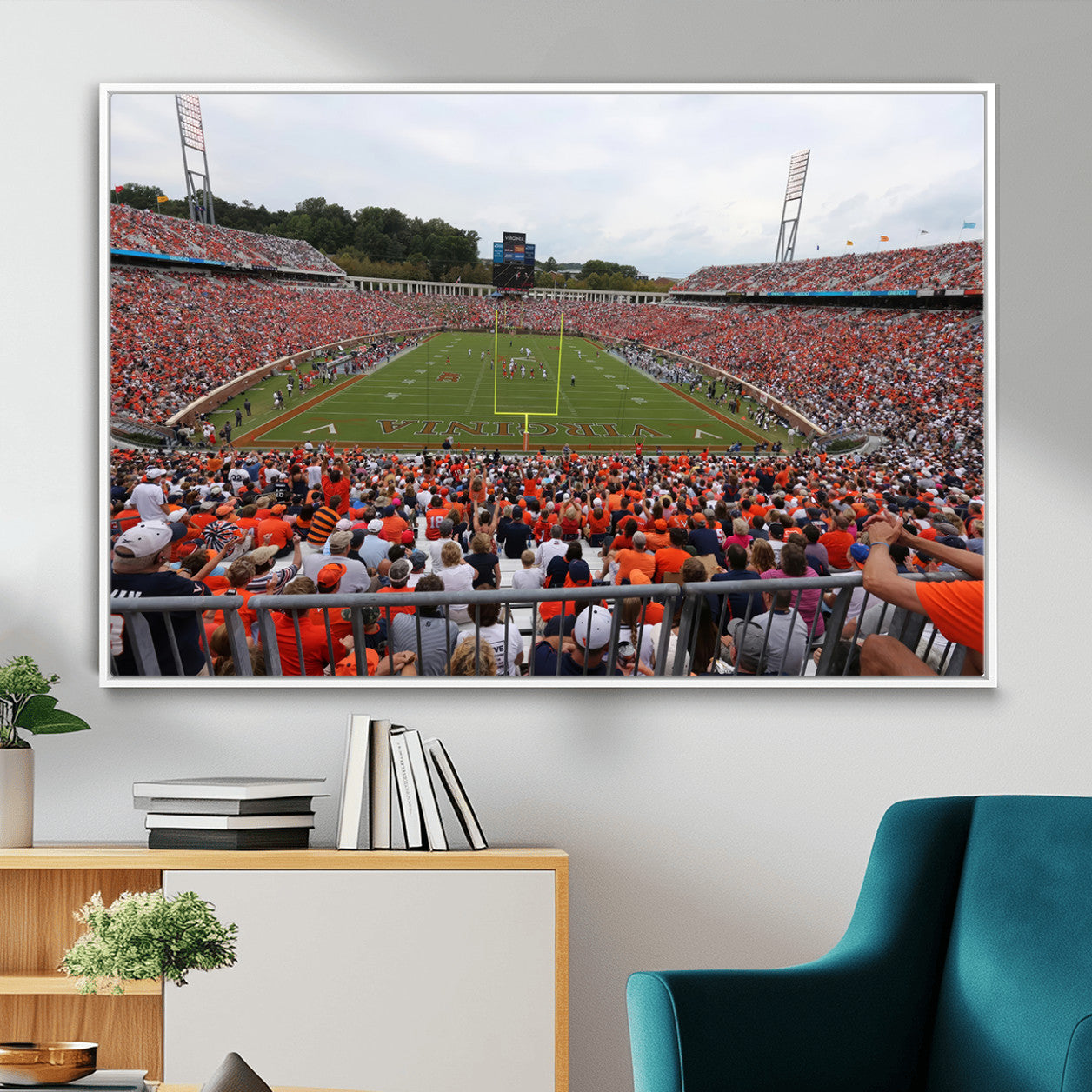 63606-MGV-CV-36X24 - Virginia Cavaliers Football Team Print - Charlottesville Scott Stadium Print Wall Art Canvas