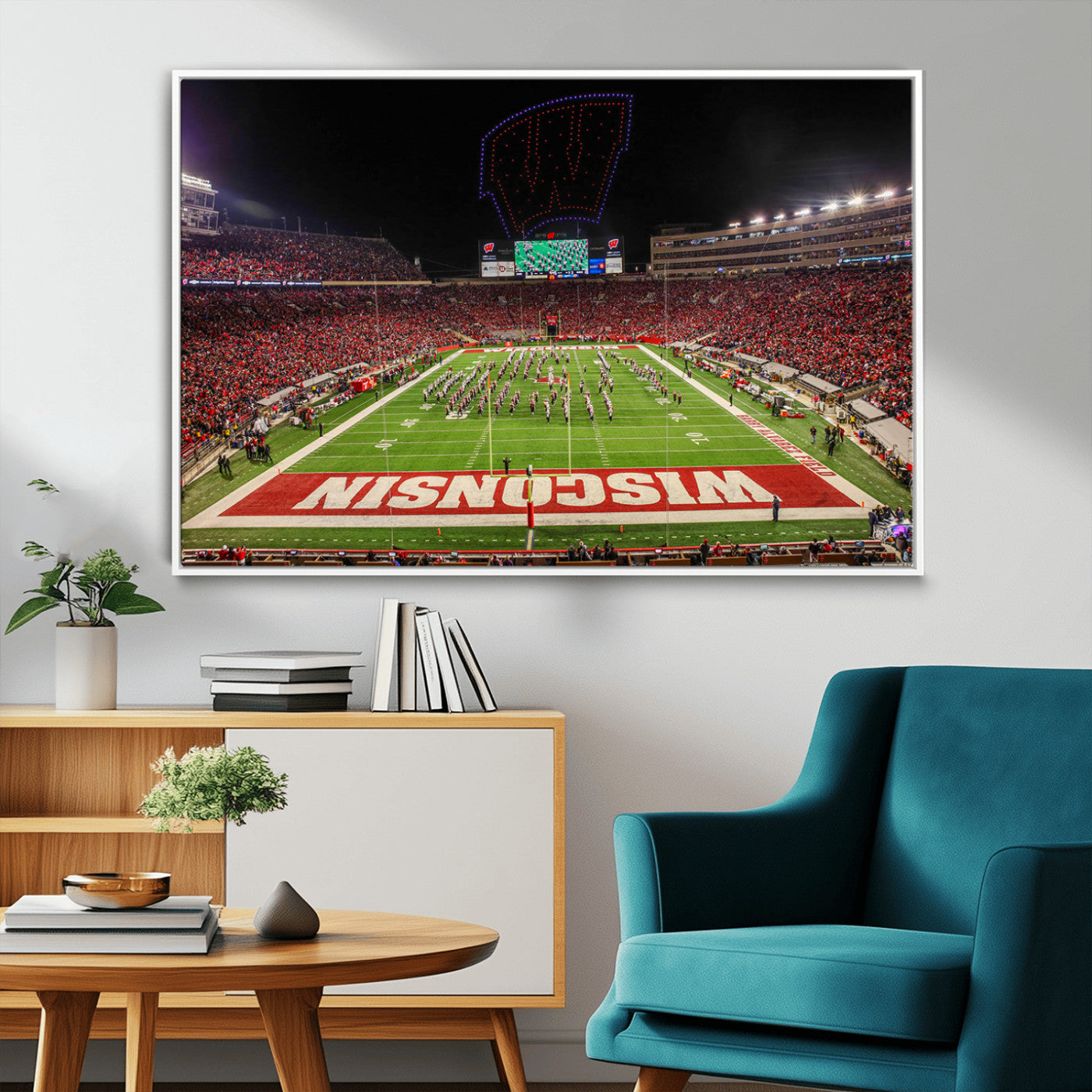 34125-MGV-CV-36X24-Wisconsin Badgers Football Team Print Canvas- Madison Camp Randall Stadium Wall Art Canvas Print