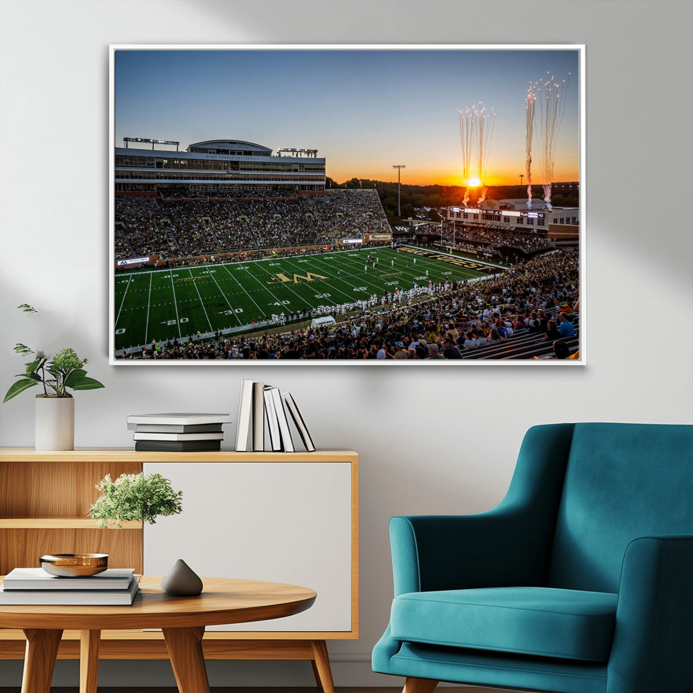 29253-MGV-FC-36X24_White-Demon Deacons Football Team Print Canvas- Winston-Salem Allegacy Federal Credit Union Stadium Wall