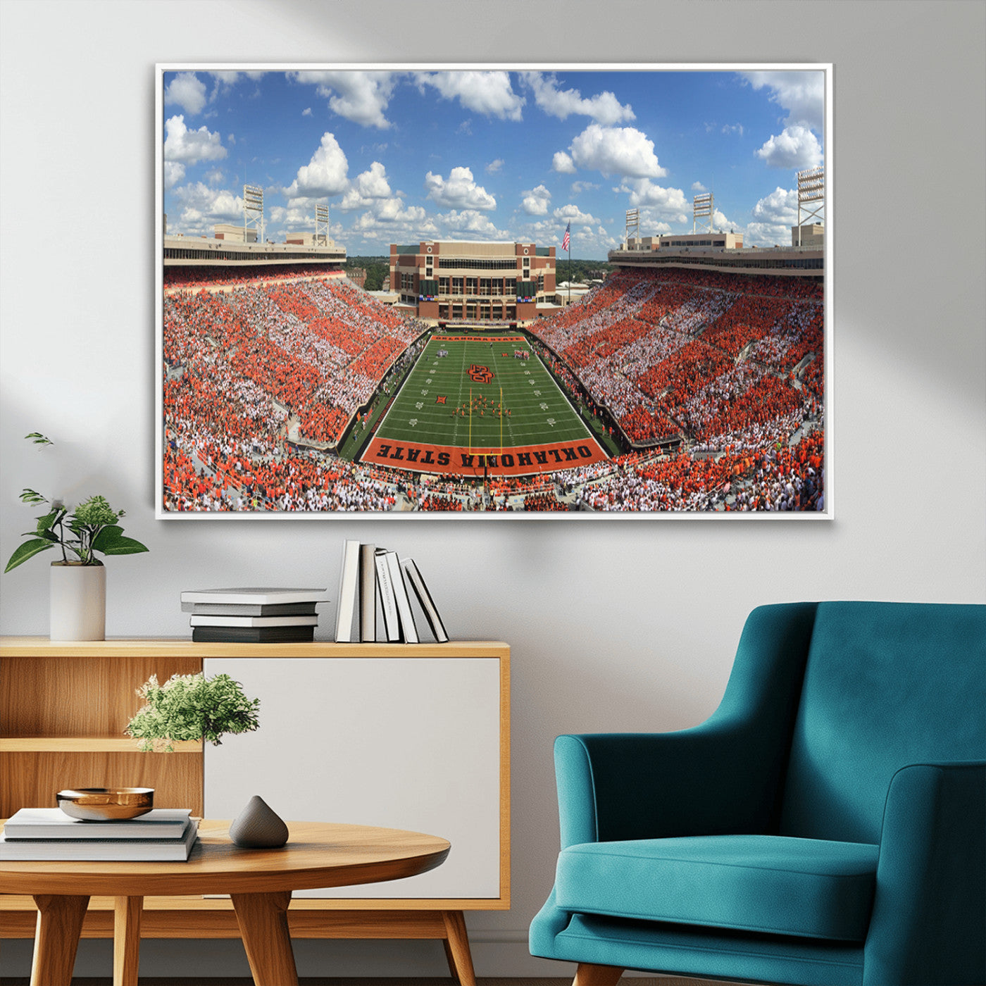 65192-MGV-FC-36X24_White-Oklahoma State Cowboys Football Team Print - Stillwater Boone Pickens Stadium Wall Art Canvas Print