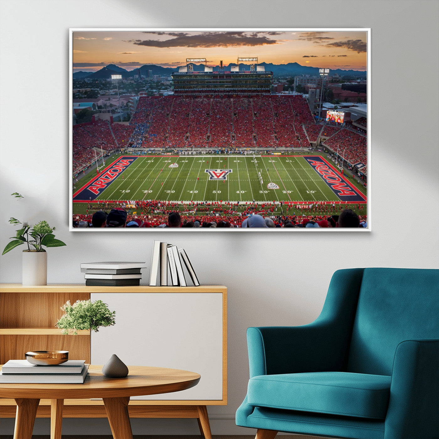 99722-MGV-FC-36X24_White-Framed Arizona Wildcats Football Team Print - Tucson Arizona Stadium Wall Art Canvas Print