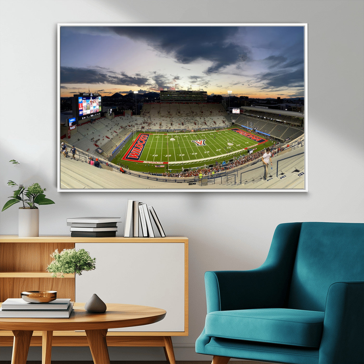 24339-MGV-FC-36X24_White-Arizona Wildcats Football Team Print - Tucson Arizona Stadium Wall Art Canvas Print