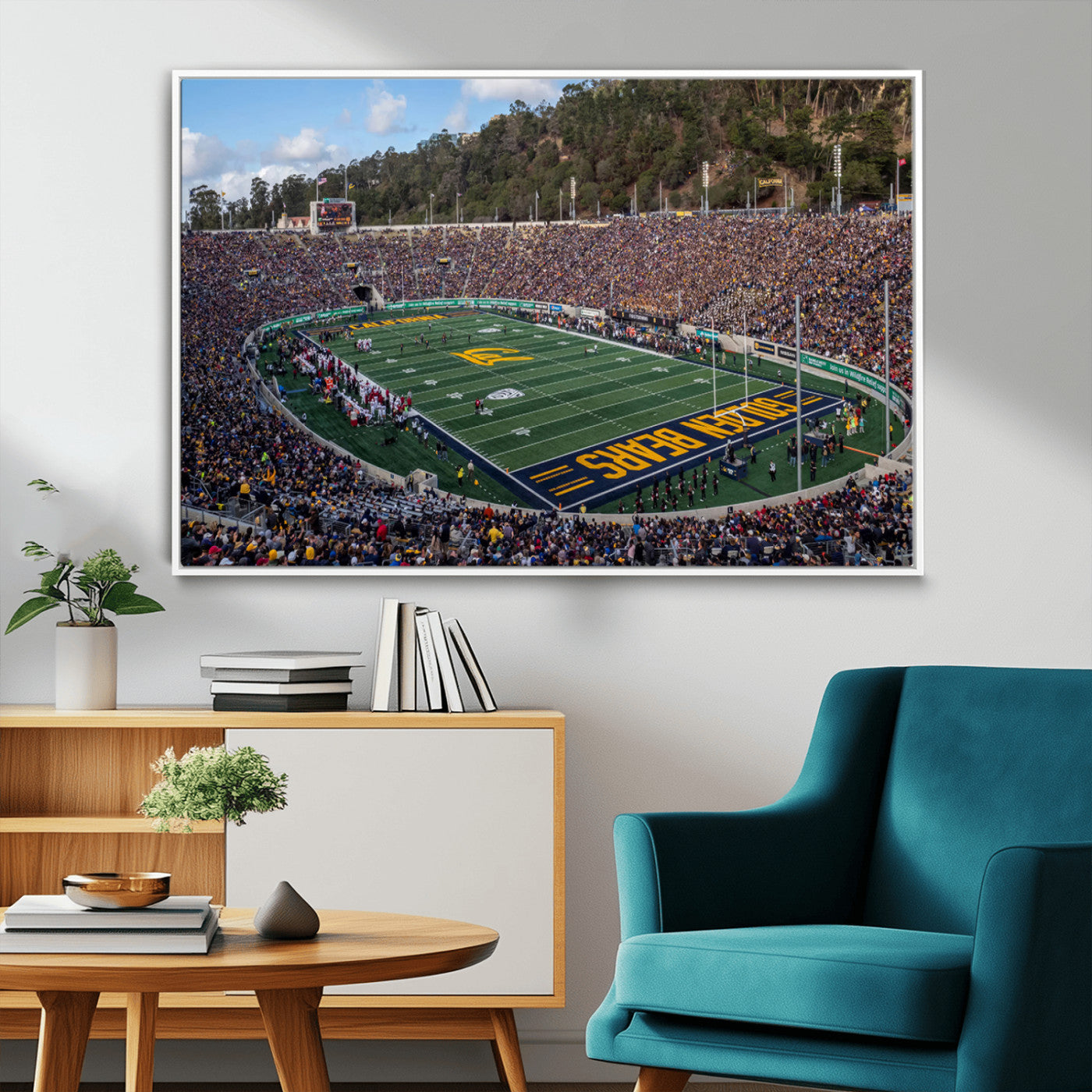 38054-MGV-FC-36X24_White-University of California Golden Bears Football Team Print - Berkeley California Memorial Stadium Art