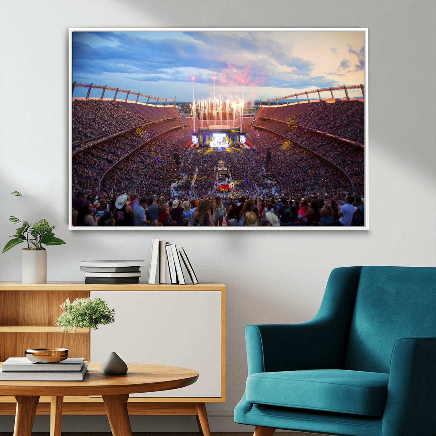 24689-MGV-FC-36X24_White-Denver Broncos Football Team Print Canvas- Empower Field at Mile High Stadium Wall Art Canvas Print