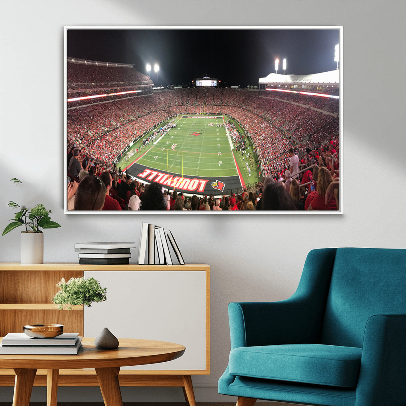 51251-MGV-FC-36X24_White-University of Louisville Cardinals Football Team Print - Louisville Cardinal Stadium Wall Art Canvas