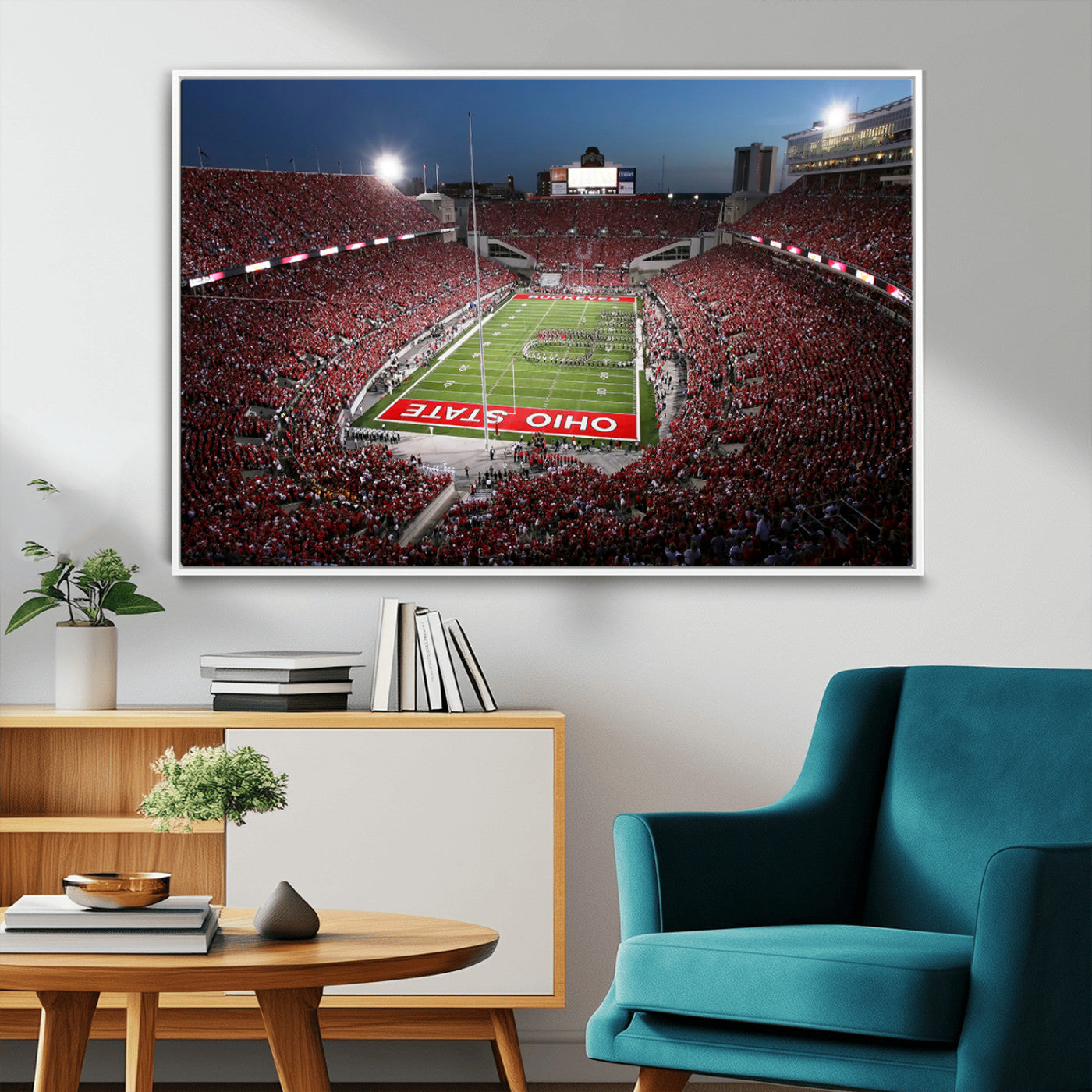 98743-MGV-FC-36X24_White-Ohio State University Buckeyes Football Team Print - Columbus Ohio Stadium Wall Art Canvas Print