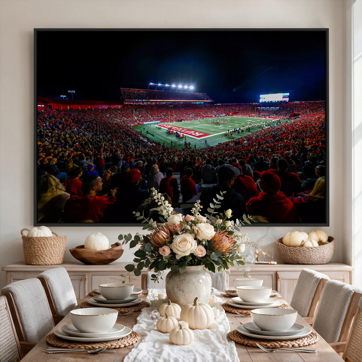 18115-PAN-FL-20X10 - Rutgers Scarlet Knights Football Team Print - SHI Stadium, Piscataway Wall Art Canvas Print