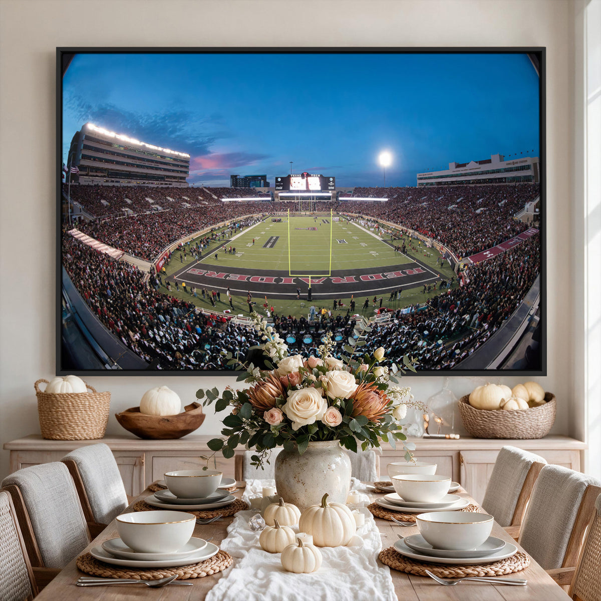 60763-PAN-FL-20X10 - Texas Tech Red Raiders Canvas, Framed Football Team Print - Lubbock Jones AT&T Stadium Wall Art