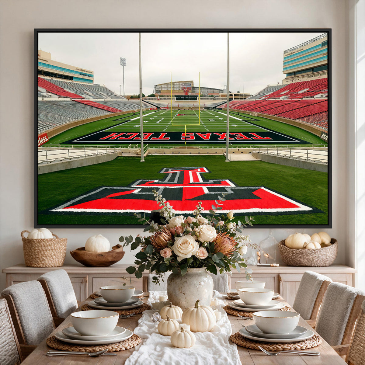 43169-PAN-FL-20X10 - Texas Tech Red Raiders Football Team Print - Lubbock Jones AT&T Stadium Wall Art Canvas Print