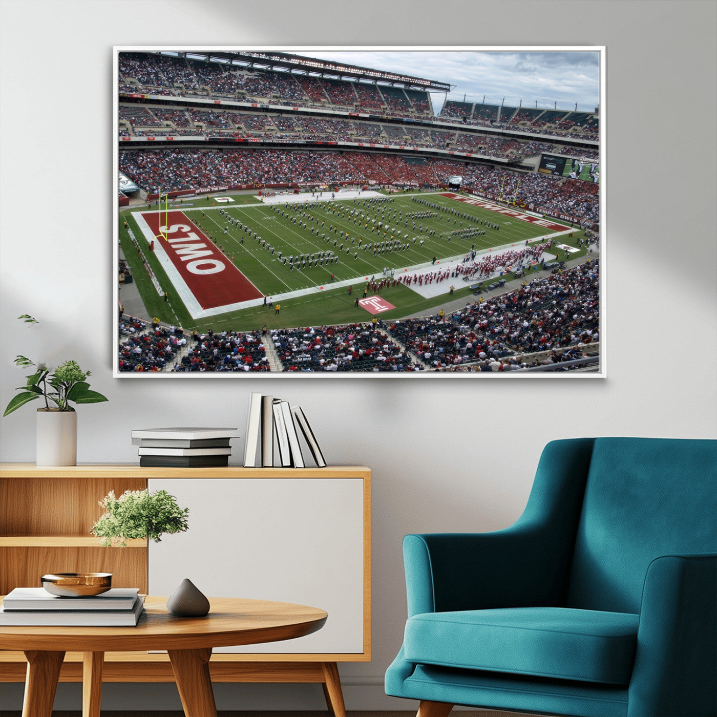 15310-MGV-FC-36X24_White-The Temple University Owls Athletics Team Print - Philadelphia Lincoln Financial Field Stadium Wall