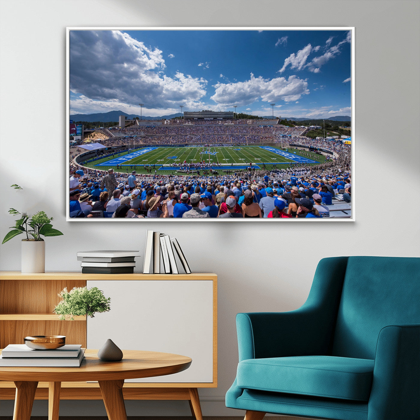 59281-MGV-FC-36X24_White-Air Force Falcons Football Team Print - Colorado Springs Falcon Stadium Wall Art Canvas Print
