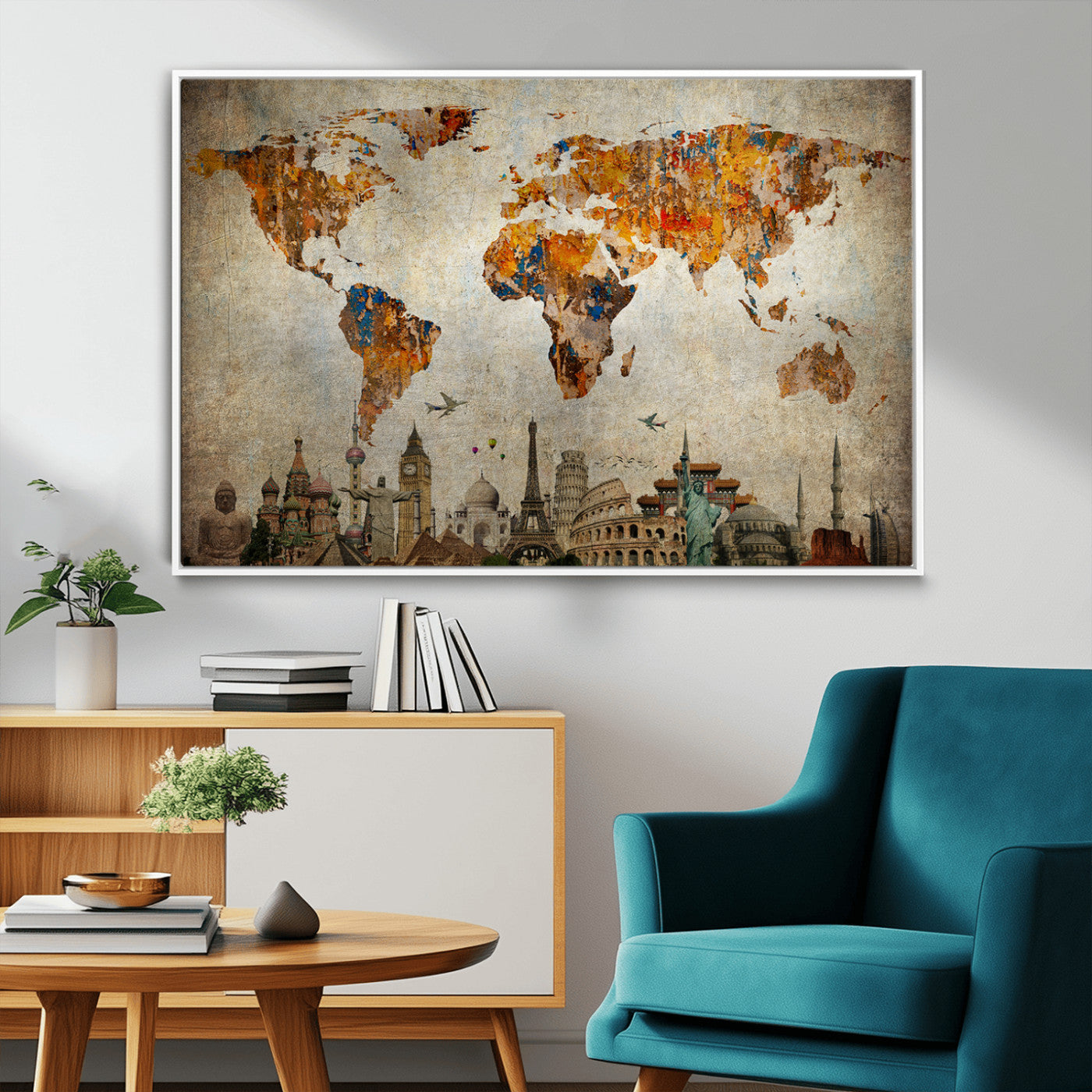54918-MGV-CV-36X24-Push Pin World Map Canvas Print – Travel Tracker Wall Art for Couples, Perfect Anniversary Gift for Home or Office Decor
