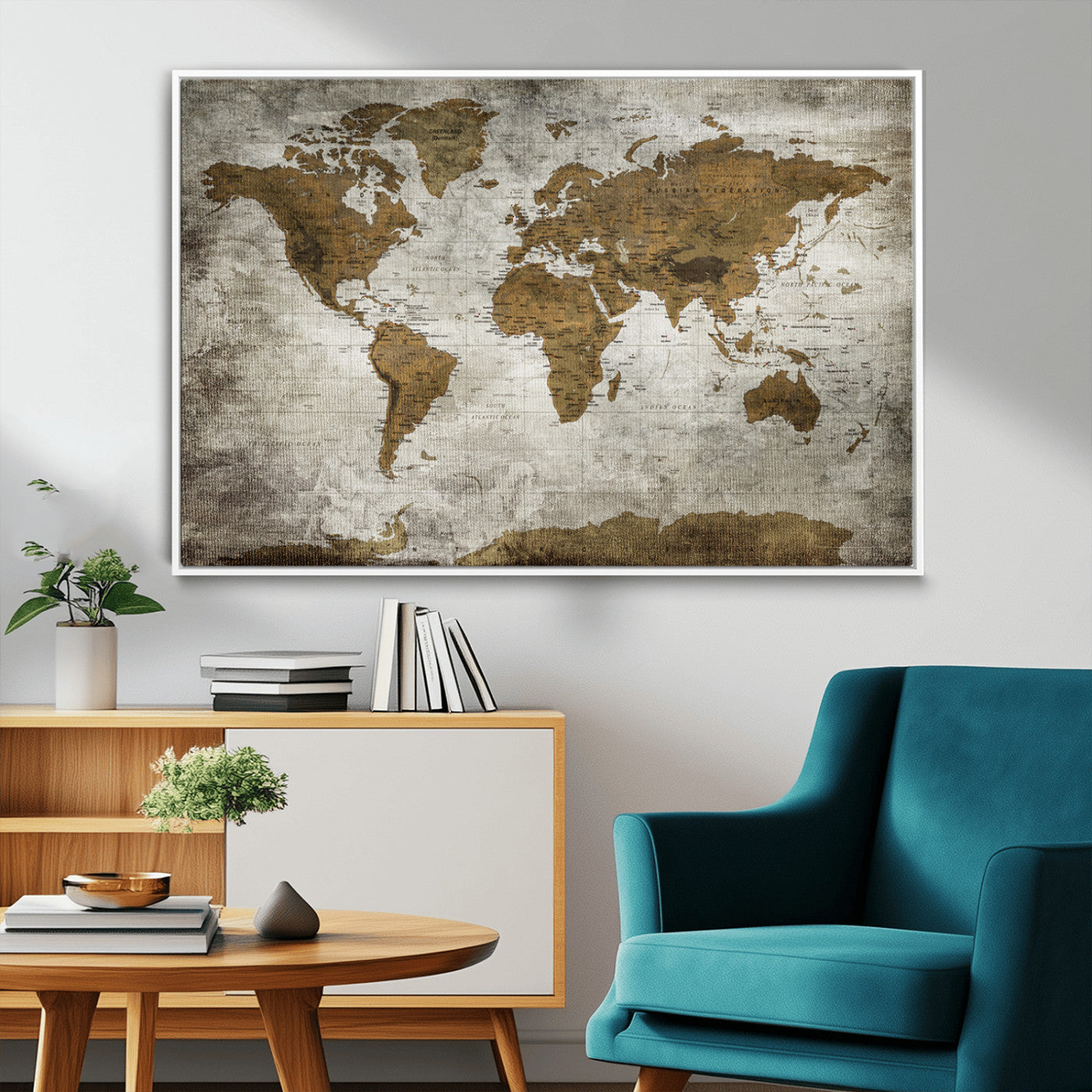 -Push Pin World Map Canvas Print – Travel Tracker Wall Art for Couples, Perfect Anniversary Gift for Home or Office Decor