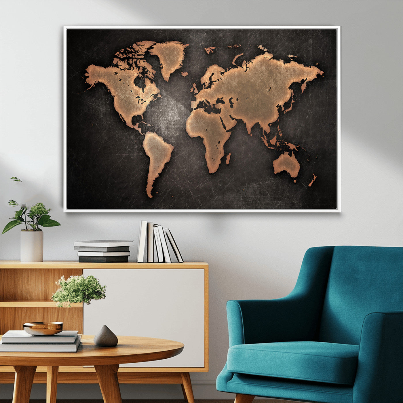 33739-MGV-FC-36X24_White-Push Pin World Map Canvas Print – Framed Travel Map Wall Art for Couples, Anniversary Gift, Modern Home or Office Decor