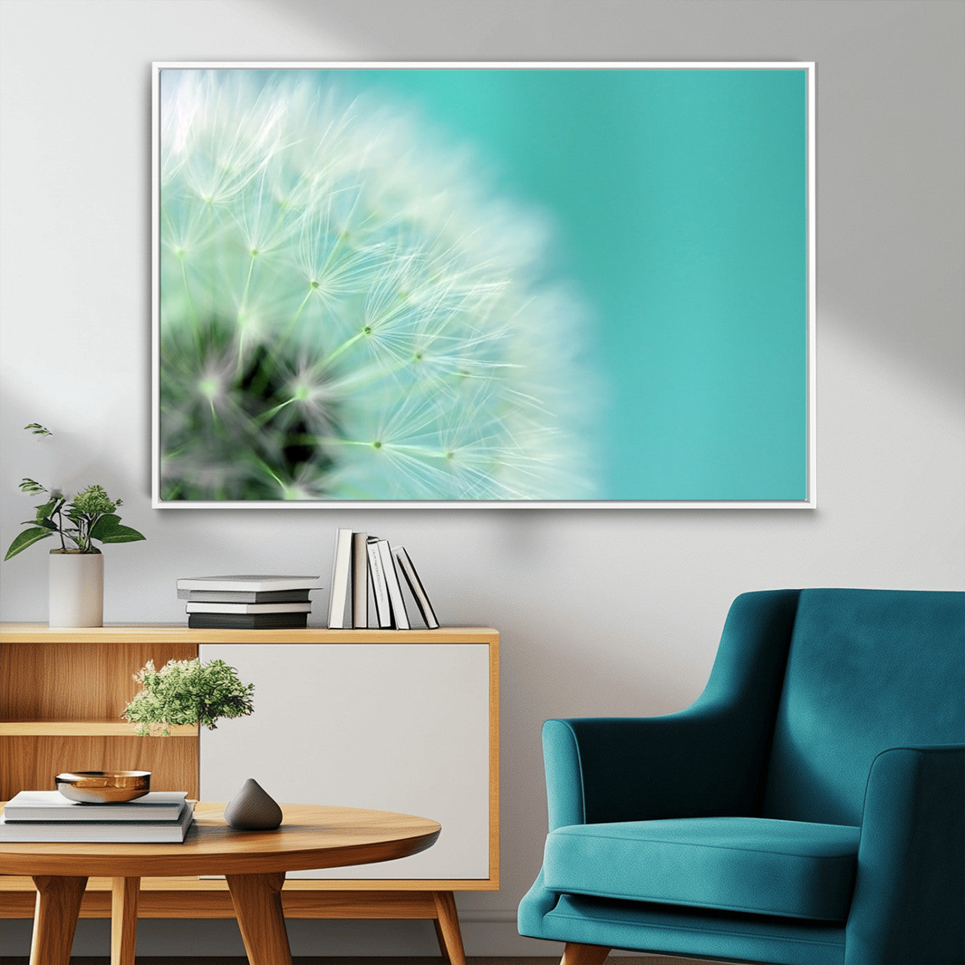 -DANDELION Flower Wall Art Canvas Print, Canvas Dandelion Floral Wall Art