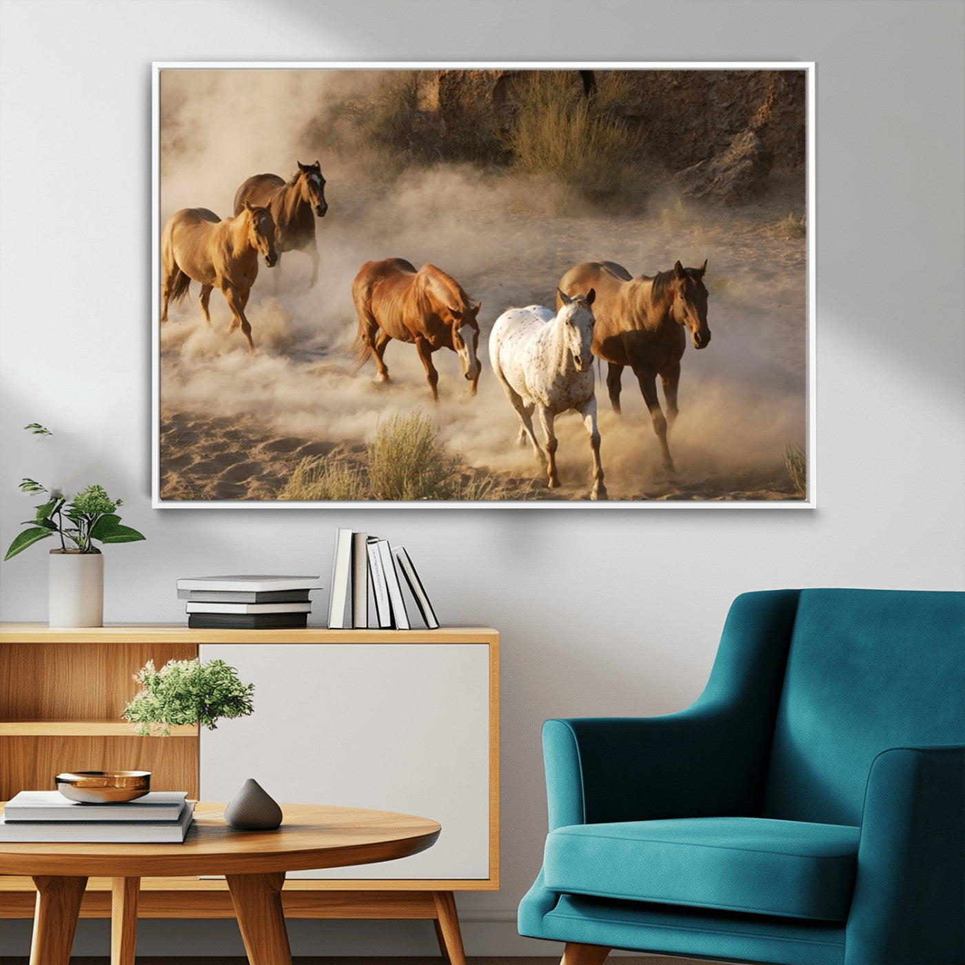 -Large Wall Art 5 Horses Running on Sand Canvas Print