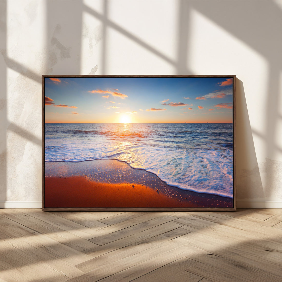 Ocean Beach Wall Art, Coastal Sunset Tropical Island Seascape Canvas Print