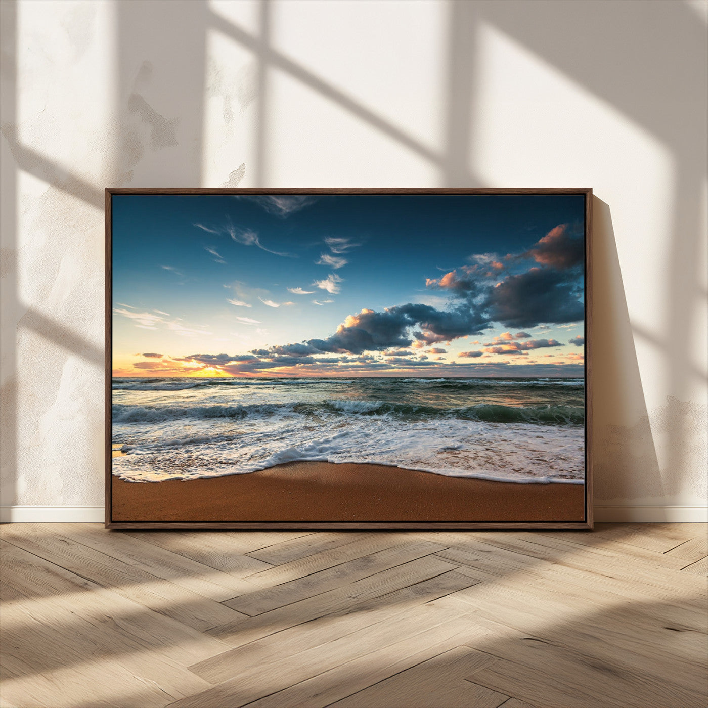 -Ocean Beach Wall Art Canvas Print Sunset Artwork Print Coastal Wall Art