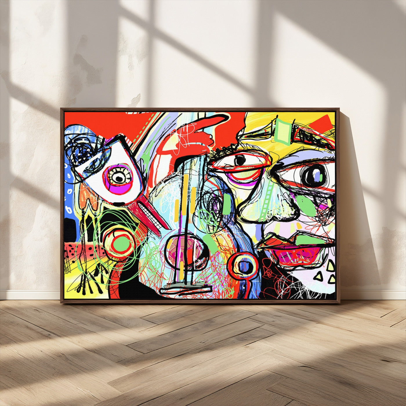 37796-MGV-FC-36X24_Walnut-Picasso Style Art Abstract Canvas Wall Art Print , Colorful Abstract Artwork