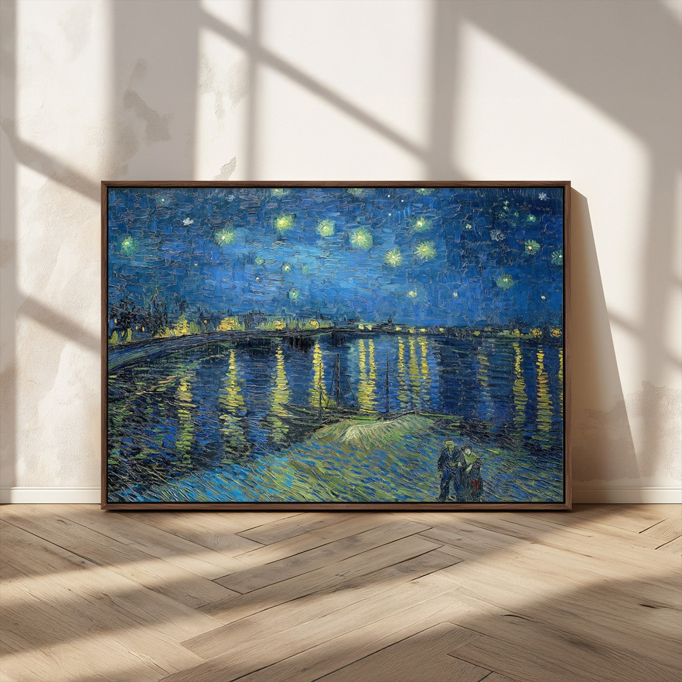 94605-MGV-CV-36X24-Vincent van Gogh Starry Night over the Rhone Abstract Wall Art Canvas, Starry Night Canvas Print