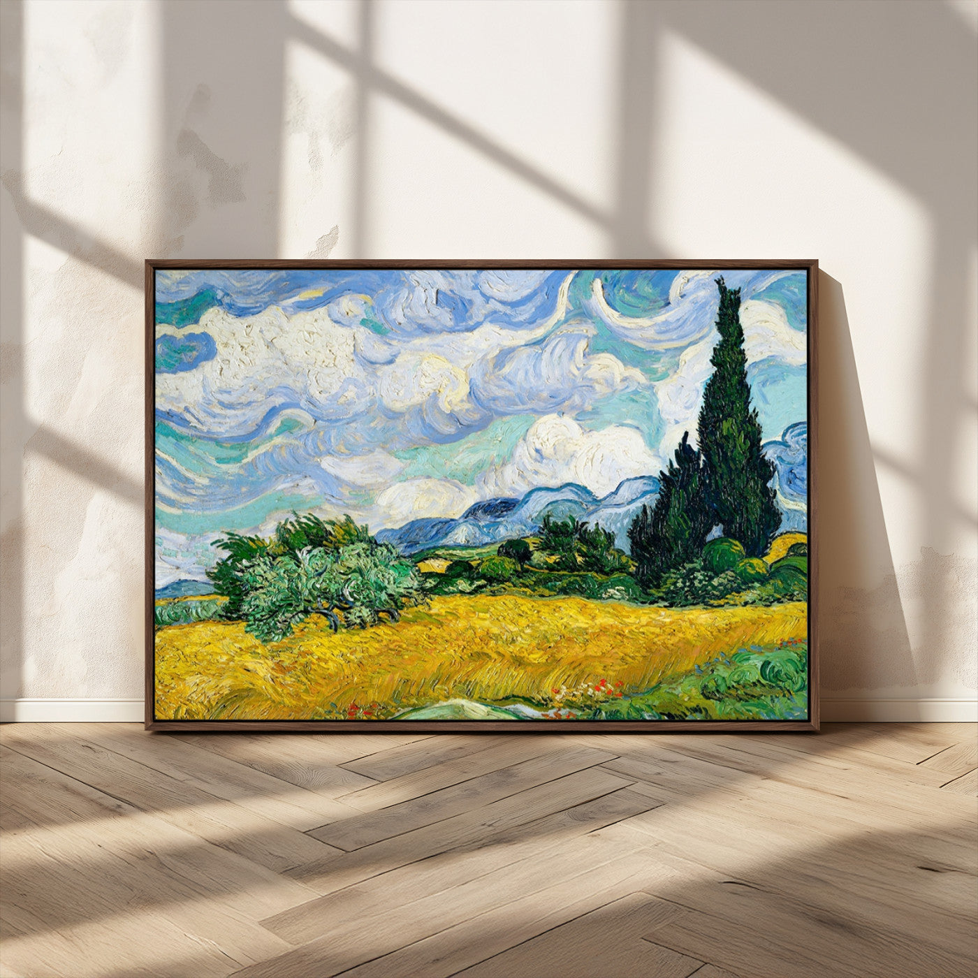 97252-MGV-CV-36X24-Wheatfield With Cypresses By Van Gogh Painting Wall Art Canvas, Wheatfield With Cypresses Canvas