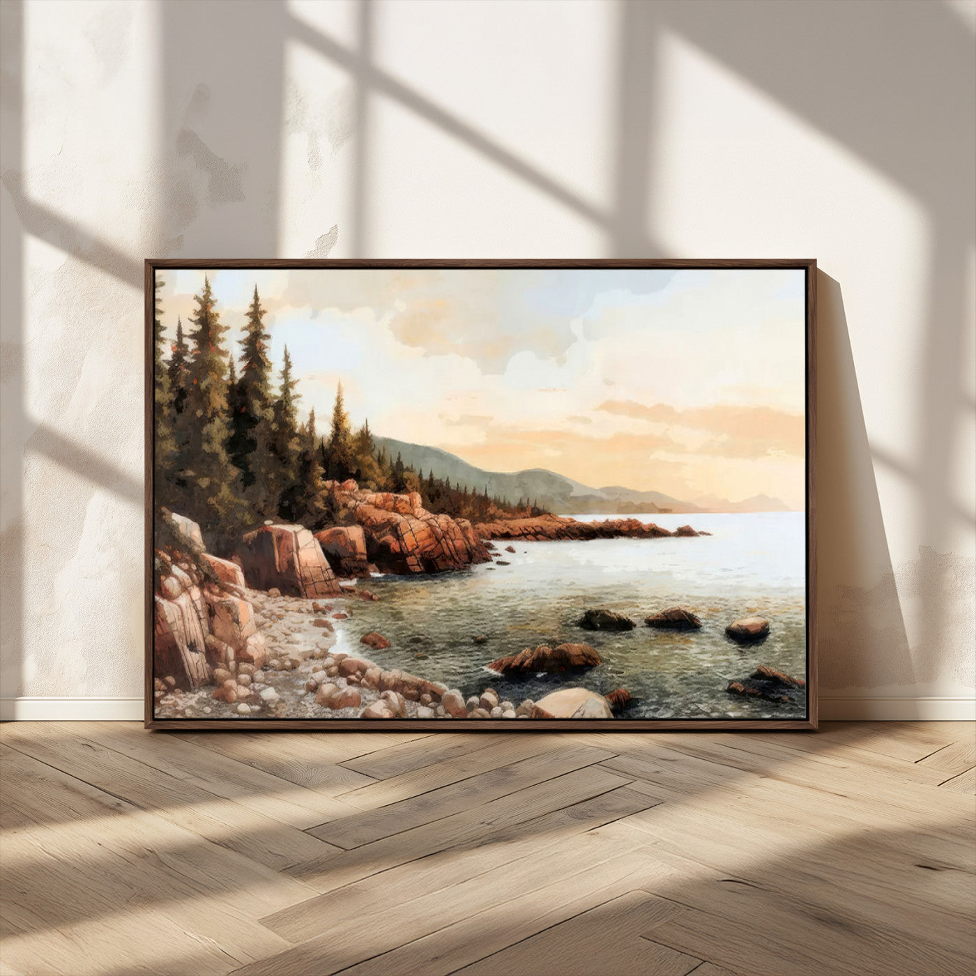 77145-MGV-CV-36X24-Serene Coastal View of Acadia National Park Wall Art - Stunning 3-Panel Wall Art Canvas Print,