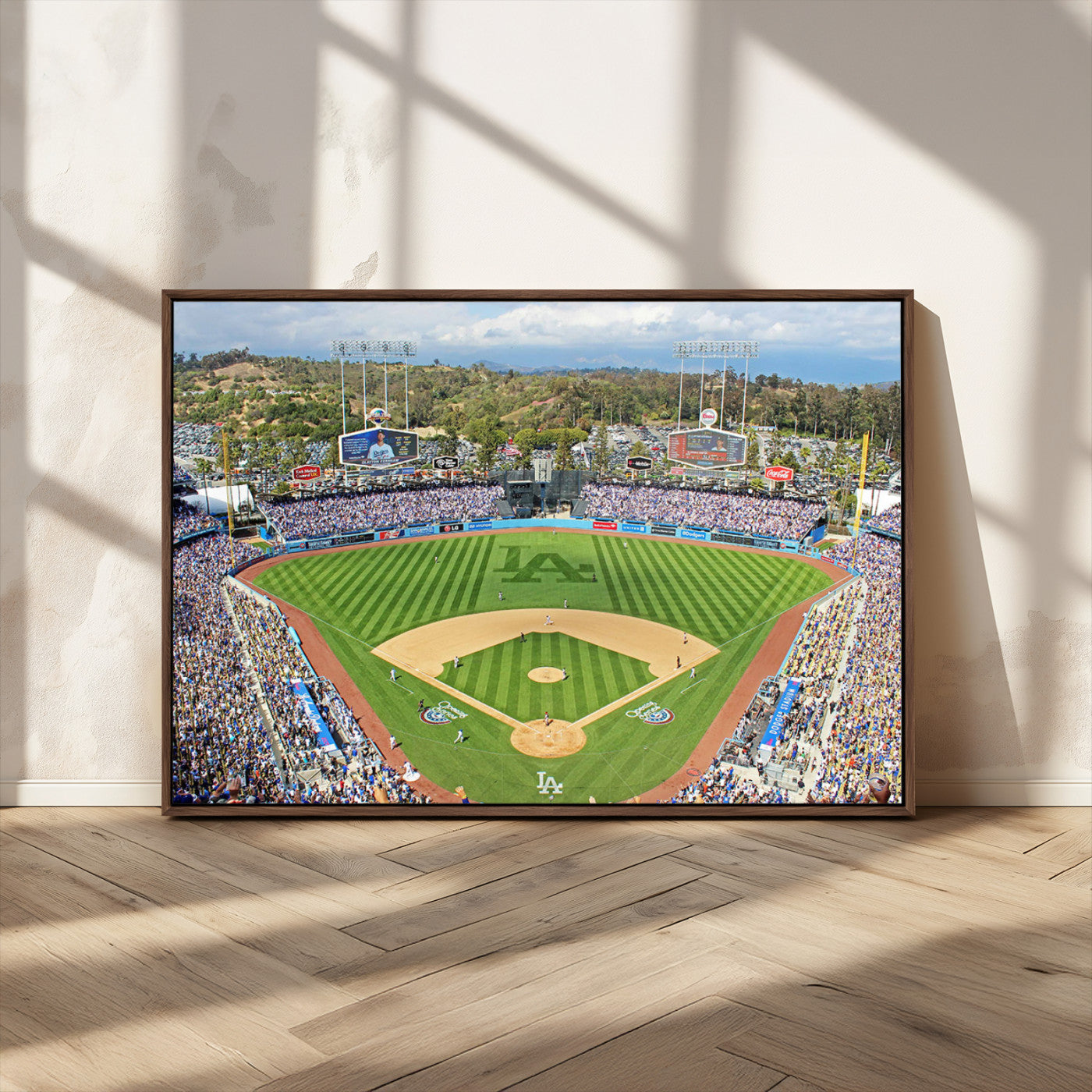 34760-MGV-FC-36X24_Walnut-Citi Field Wall Art Print | 3-Panel New York Mets Baseball Stadium Canvas Print | Framed Sports