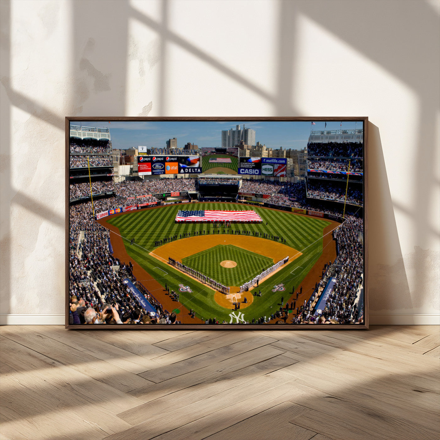 20879-MGV-CV-36X24-Yankee Stadium New York Wall Art Print | 3-Panel Canvas Print of Yankees Baseball Stadium | Large