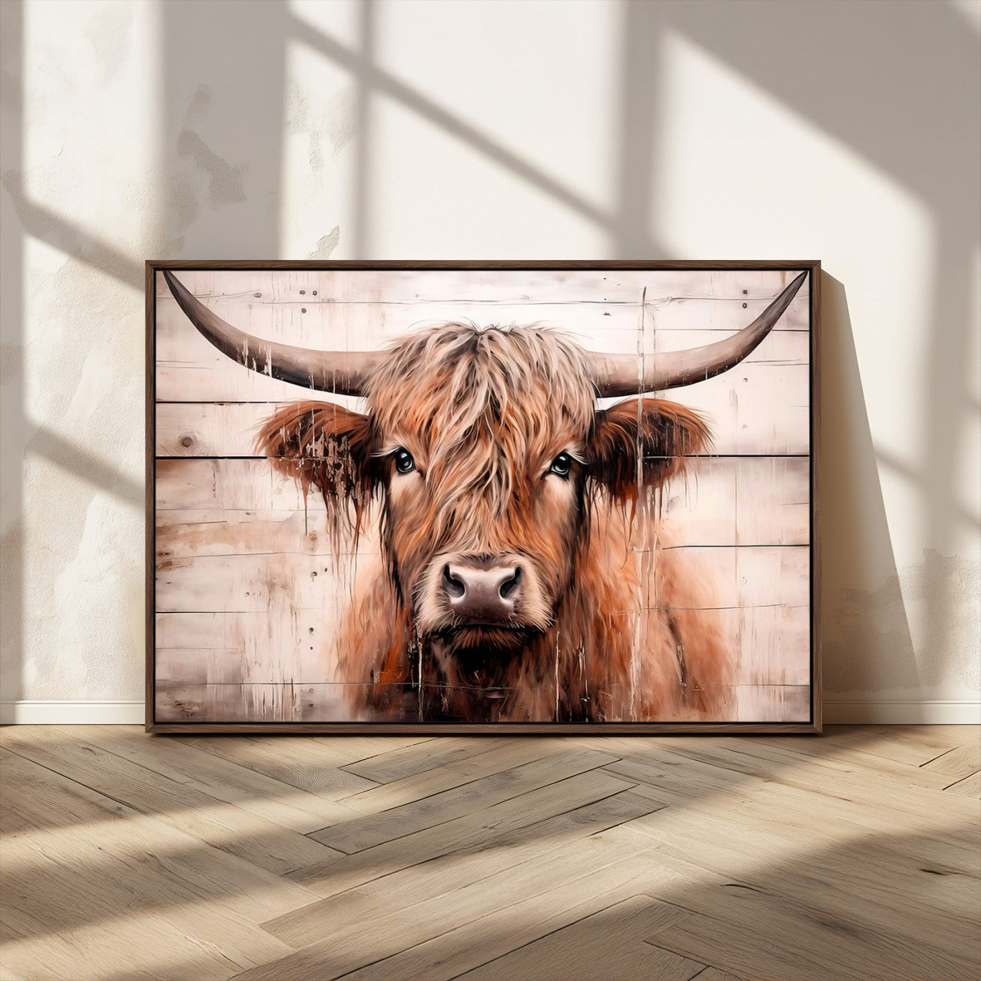 -Vintage Scottish Highland Cow Cattle Art Print Farmhouse Wall Art Canvas Print