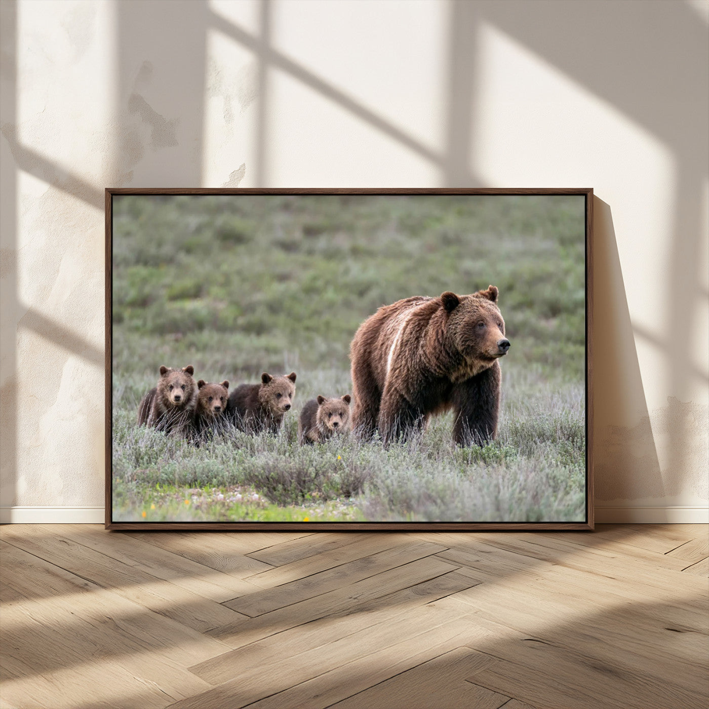 65087-MGV-CV-36X24-Wildlife Photography of 399 Grizzly Bear Cubs | Queen of the Tetons Canvas Wall Art Print
