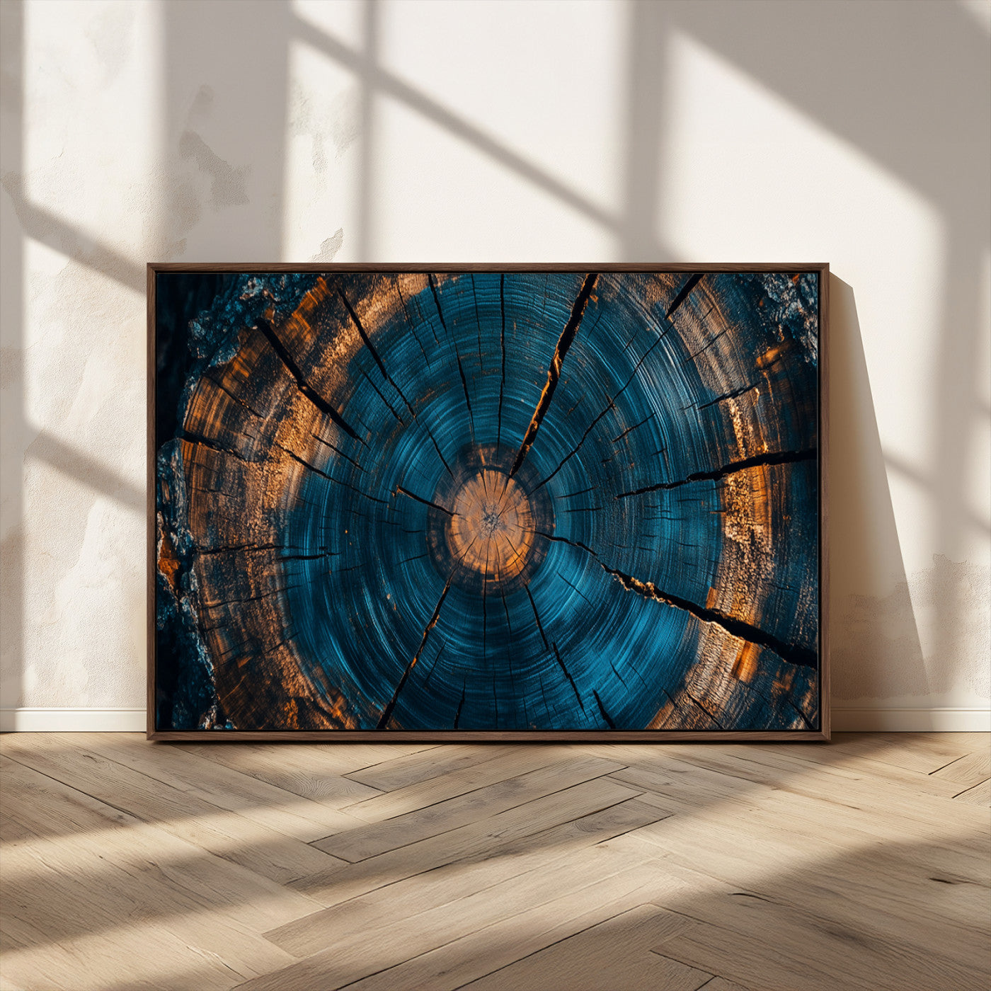 65231-MGV-FC-36X24_Walnut-Farmhouse Wall Art - Abstract Tree Rings Canvas Wall Art Print, Framed Wood Grain Rings Artwork