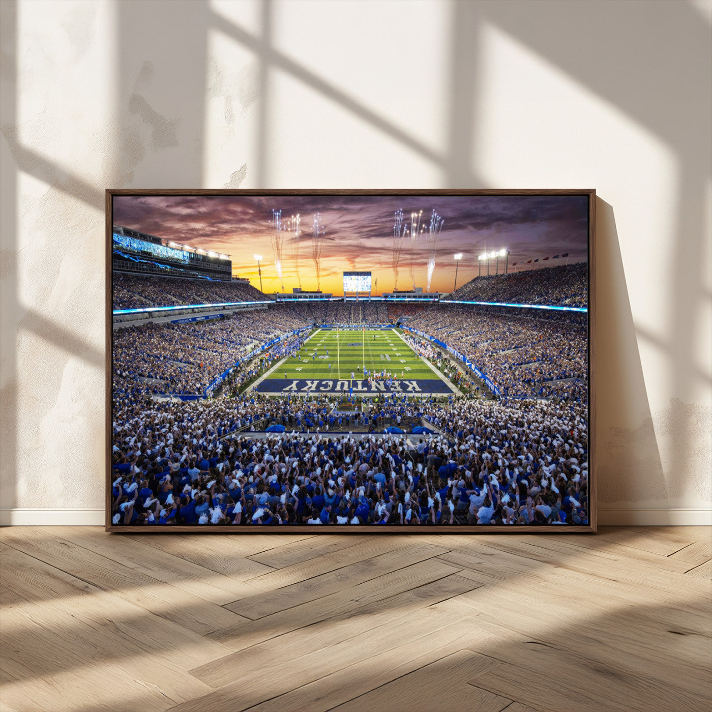 78524-MGV-FC-36X24_Walnut-Kroger Field Wall Art Print - Kentucky Stadium Wall Art Print - Sunset Football Stadium Wall Decor -