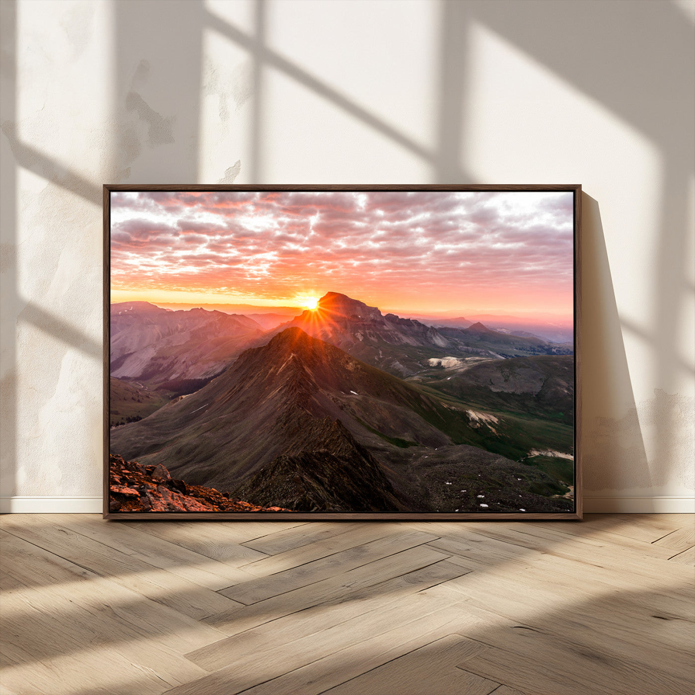 MGV-FC-36X24 - Majestic Sunrise Wall Art – Canvas Print of Rugged Mountain Peaks, Vibrant Sky, Serene Landscape, Nature Decor for Home or Office