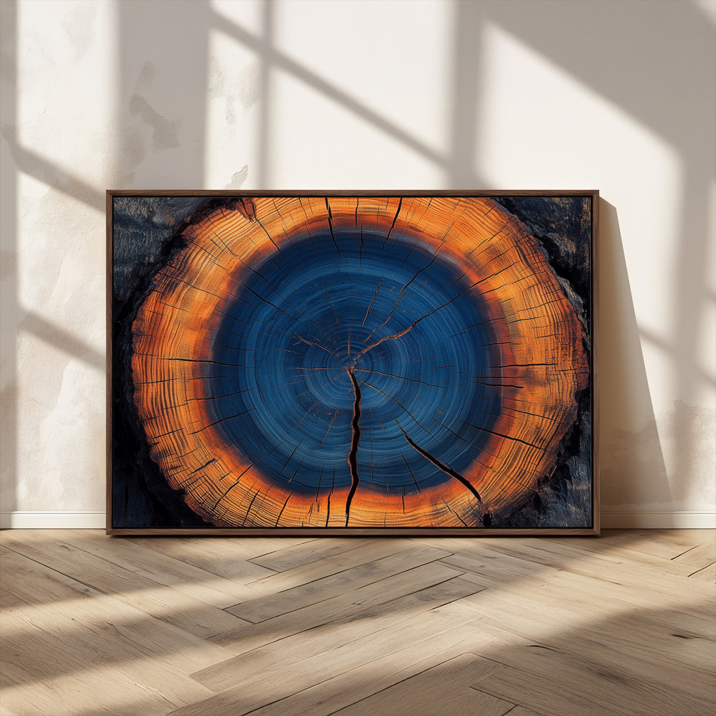 MGV-FC-36X24 - Abstract Tree Ring Wall Art Print, Natural Rustic Wood Texture Canvas Print, Framed Tree Ring Printing, Wood Tree Stump Artwork Canvas Print