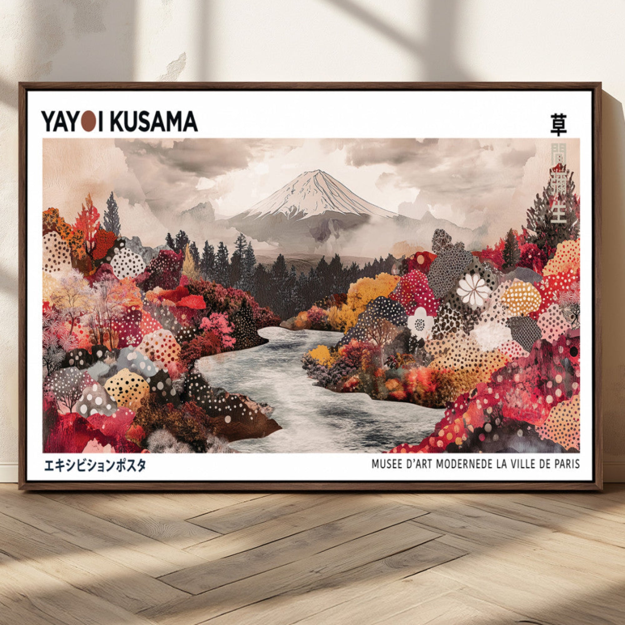 YK-13-W-MGV-CV-36X24-Yayoi Kusama Wall Art Canvas Print – Framed Large Abstract Polka Dot Artwork for Home, Office, Living Room