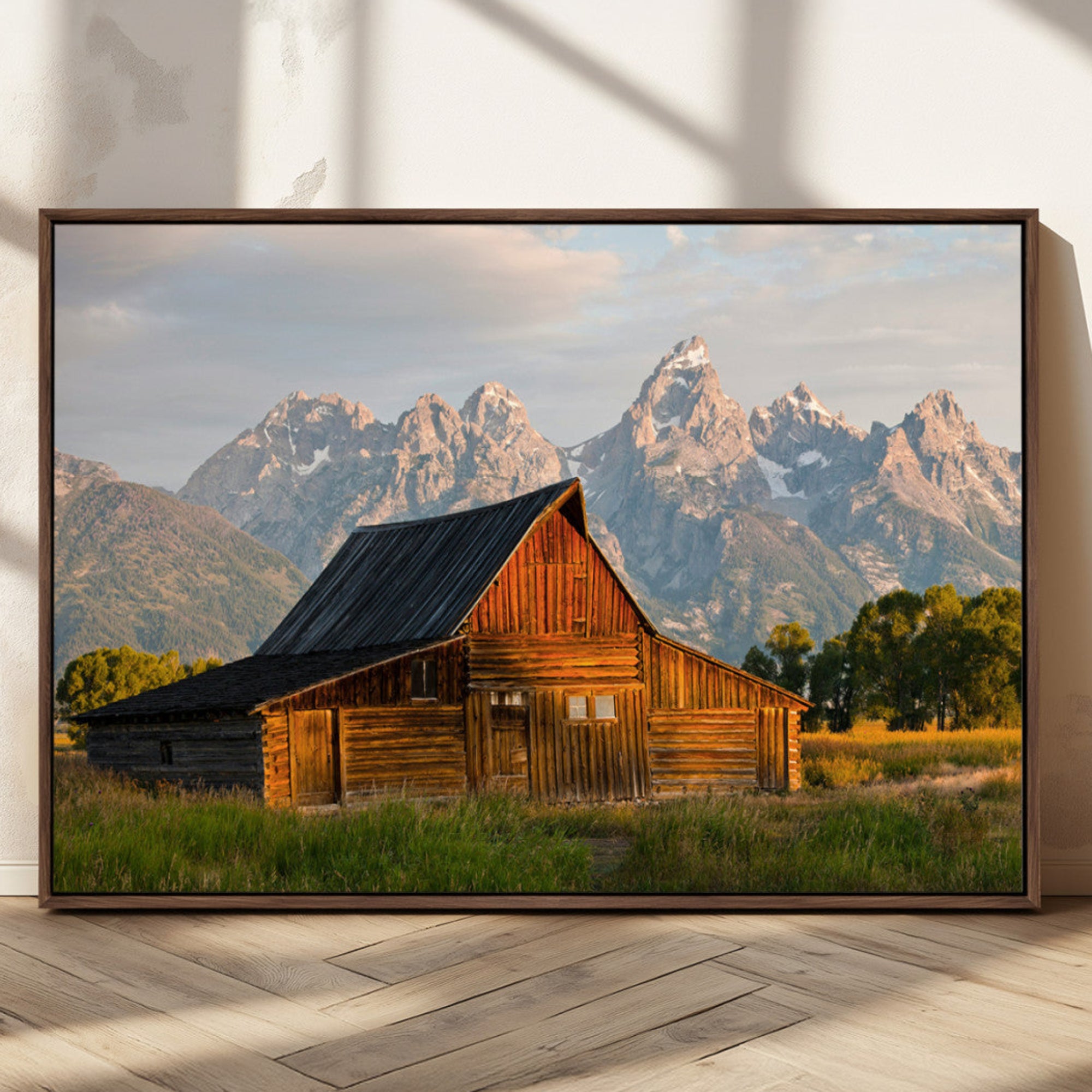 31771014-MGV-CV-36X24-Rustic Barn Wall Art Canvas Print – Framed Western Landscape Farmhouse Style Rustic Nature Scene Artwork for Home Office